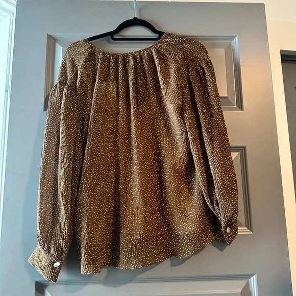 Vince Starry Dot Shirred Split Neck Blouse NWT size XS - Picture 5 of 8